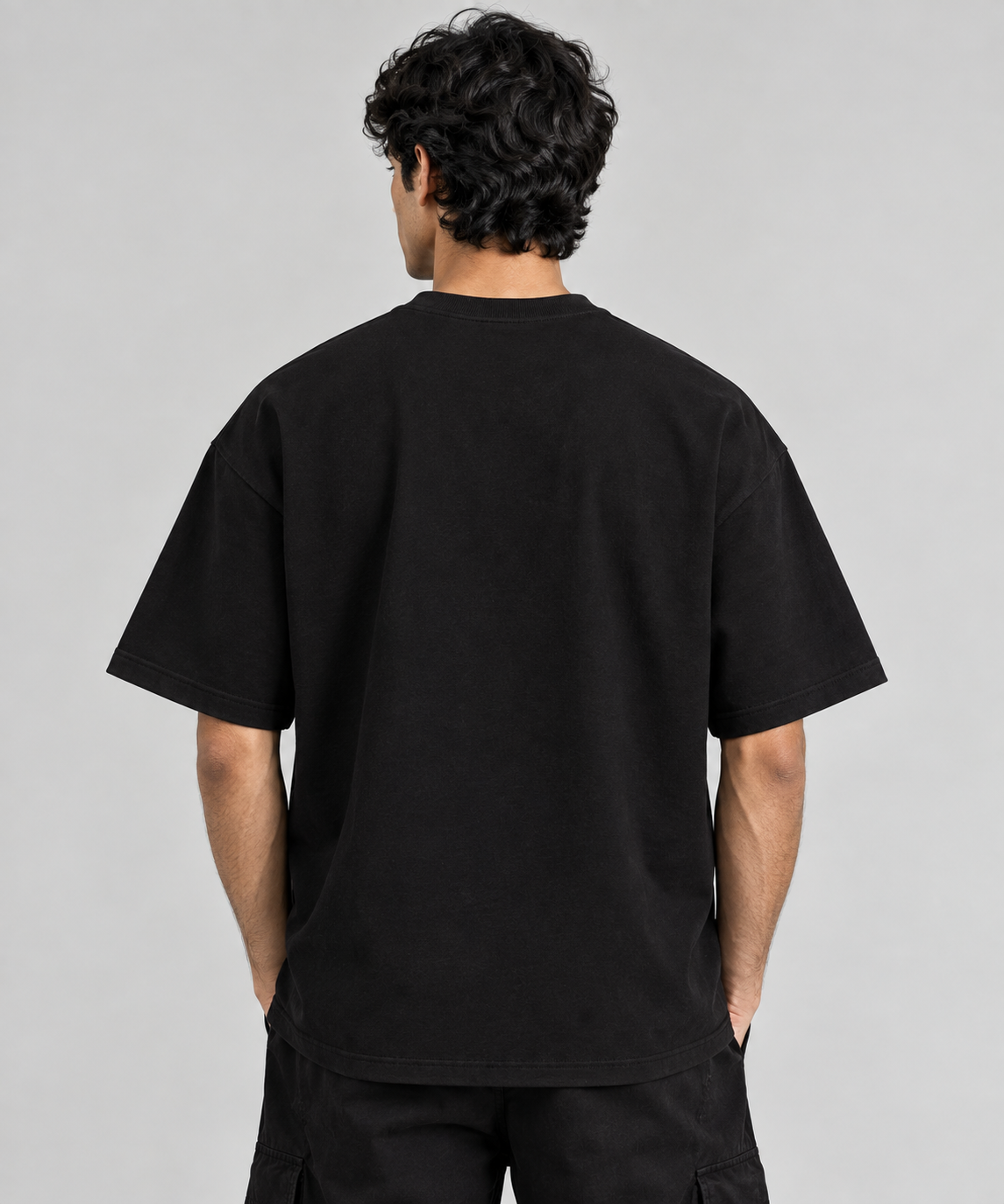 T Monogram Oversized Tee — Jet Black (CORE Series)