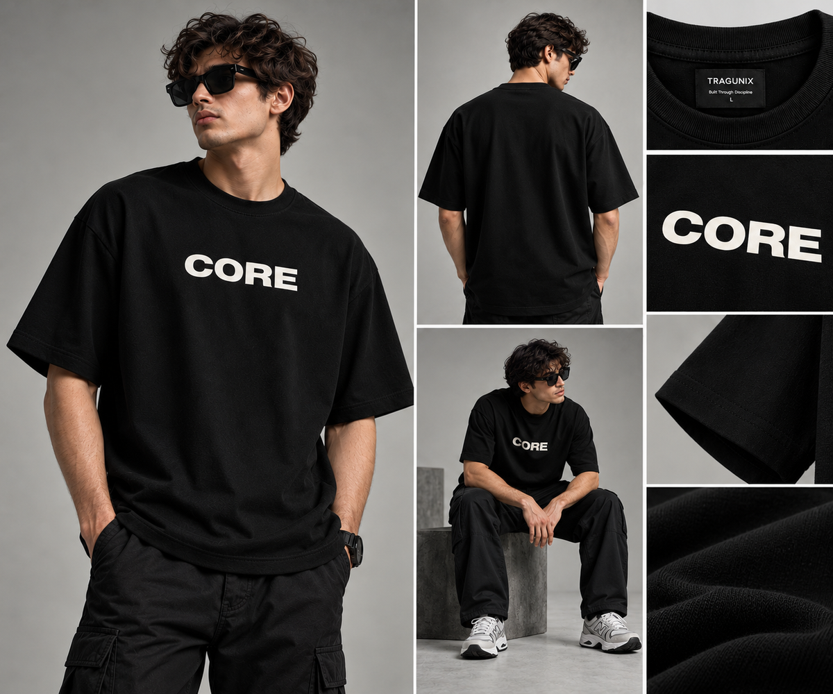 CORE Oversized Tee — Jet Black
