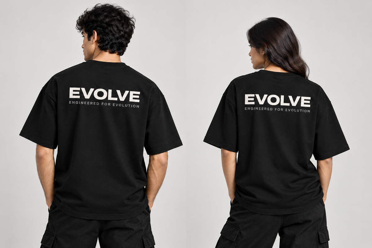 EVOLVE Oversized Tee — Jet Black(CORE Series)